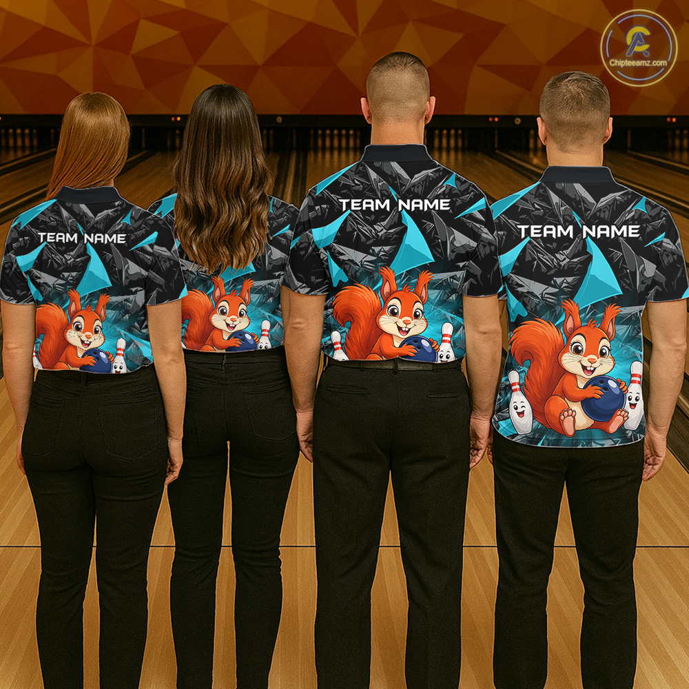 Funny Turquoise Squirrel Custom Bowling Jersey for Women Bowling Team Shirts Bowling League HNT302