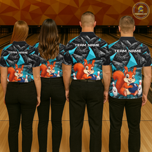 Load image into Gallery viewer, Funny Turquoise Squirrel Custom Bowling Jersey for Women Bowling Team Shirts Bowling League HNT302