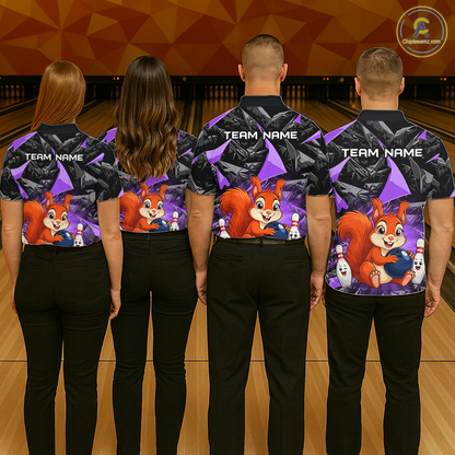 Funny Purple Squirrel Custom Bowling Jersey for Men Bowling Team Shirts Bowling League HNT302