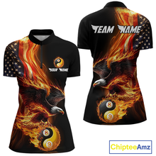 Load image into Gallery viewer, Custom US Eagle 8 9 Ball Billiard Yin Yang Shirts for Women Billiard Team Shirts Billiard League Polo &amp; 1/4 Zip NNT90