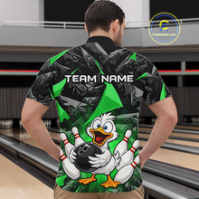 Load image into Gallery viewer, Custom Green Funny Duck Bowling Jersey for Men Bowling League Bowling Team Shirts Polo &amp; 1/4 Zip HN233
