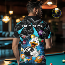Load image into Gallery viewer, Custom Turquoise Funny Duck 8 Ball Pool Shirts Billiard Shirt for Men Billiard Team Jersey League NNT172