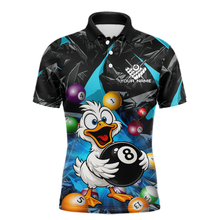 Load image into Gallery viewer, Custom Turquoise Funny Duck 8 Ball Pool Shirts Billiard Shirt for Men Billiard Team Jersey League NNT172