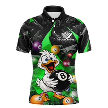 Load image into Gallery viewer, Custom Green Funny Duck 8 Ball Pool Shirts Billiard Shirt for Men Billiard Team Jersey League NNT172