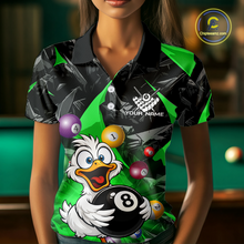 Load image into Gallery viewer, Custom Green Funny Duck 8 Ball Pool Shirts Billiard Shirt for Women Billiard Team Jersey League NNT172