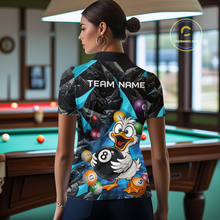 Load image into Gallery viewer, Custom Turquoise Funny Duck 8 Ball Pool Shirts Billiard Shirt for Women Billiard Team Jersey League NNT172