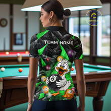 Load image into Gallery viewer, Custom Green Funny Duck 8 Ball Pool Shirts Billiard Shirt for Women Billiard Team Jersey League NNT172