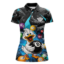 Load image into Gallery viewer, Custom Turquoise Funny Duck 8 Ball Pool Shirts Billiard Shirt for Women Billiard Team Jersey League NNT172
