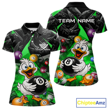 Load image into Gallery viewer, Custom Green Funny Duck 8 Ball Pool Shirts Billiard Shirt for Women Billiard Team Jersey League NNT172