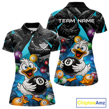 Load image into Gallery viewer, Custom Turquoise Funny Duck 8 Ball Pool Shirts Billiard Shirt for Women Billiard Team Jersey League NNT172