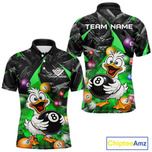 Load image into Gallery viewer, Custom Green Funny Duck 8 Ball Pool Shirts Billiard Shirt for Men Billiard Team Jersey League NNT172