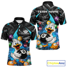Load image into Gallery viewer, Custom Turquoise Funny Duck 8 Ball Pool Shirts Billiard Shirt for Men Billiard Team Jersey League NNT172