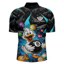 Load image into Gallery viewer, Custom Turquoise Funny Duck 8 Ball Pool Shirts Billiard Shirt for Men Billiard Team Jersey League NNT172