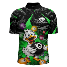 Load image into Gallery viewer, Custom Green Funny Duck 8 Ball Pool Shirts Billiard Shirt for Men Billiard Team Jersey League NNT172