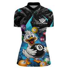Load image into Gallery viewer, Custom Turquoise Funny Duck 8 Ball Pool Shirts Billiard Shirt for Women Billiard Team Jersey League NNT172