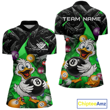 Load image into Gallery viewer, Custom Green Funny Duck 8 Ball Pool Shirts Billiard Shirt for Women Billiard Team Jersey League NNT172