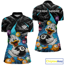 Load image into Gallery viewer, Custom Turquoise Funny Duck 8 Ball Pool Shirts Billiard Shirt for Women Billiard Team Jersey League NNT172