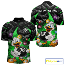 Load image into Gallery viewer, Custom Green Funny Duck 8 Ball Pool Shirts Billiard Shirt for Men Billiard Team Jersey League NNT172