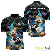 Load image into Gallery viewer, Custom Turquoise Funny Duck 8 Ball Pool Shirts Billiard Shirt for Men Billiard Team Jersey League NNT172
