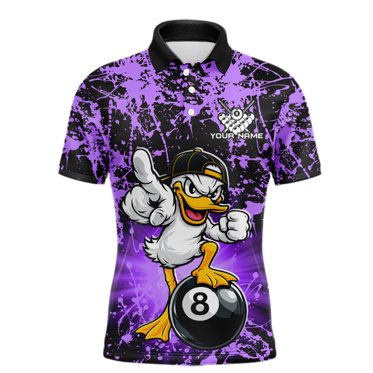 Custom Purple Funny Duck Billiard Shirt for Men Billiard Team Jersey League 8 Ball Pool Shirts NNT171