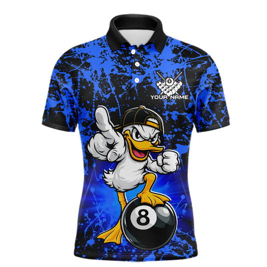 Custom Blue Funny Duck Billiard Shirt for Men Billiard Team Jersey League 8 Ball Pool Shirts NNT171