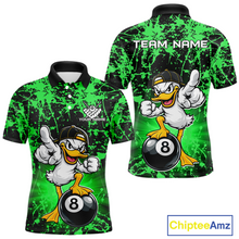 Load image into Gallery viewer, Custom Green Funny Duck Billiard Shirt for Men Billiard Team Jersey League 8 Ball Pool Shirts NNT171