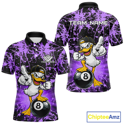 Custom Purple Funny Duck Billiard Shirt for Men Billiard Team Jersey League 8 Ball Pool Shirts NNT171