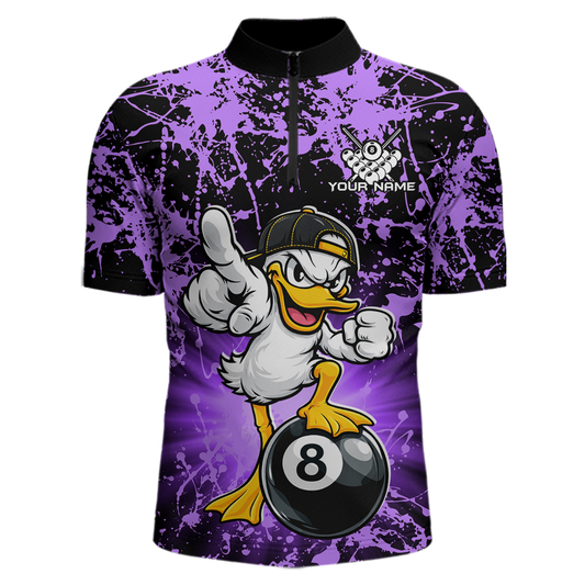 Custom Purple Funny Duck Billiard Shirt for Men Billiard Team Jersey League 8 Ball Pool Shirts NNT171