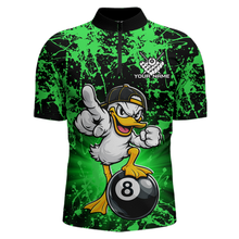 Load image into Gallery viewer, Custom Green Funny Duck Billiard Shirt for Men Billiard Team Jersey League 8 Ball Pool Shirts NNT171