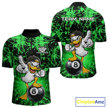Load image into Gallery viewer, Custom Green Funny Duck Billiard Shirt for Men Billiard Team Jersey League 8 Ball Pool Shirts NNT171