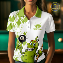 Load image into Gallery viewer, Custom Funny Pickle 8 Ball Pool Shirts Argyle Billiard Shirt for Women Billiard Team Jersey League NNT173