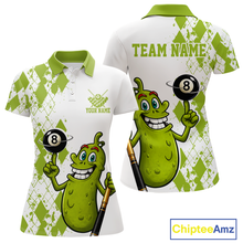 Load image into Gallery viewer, Custom Funny Pickle 8 Ball Pool Shirts Argyle Billiard Shirt for Women Billiard Team Jersey League NNT173