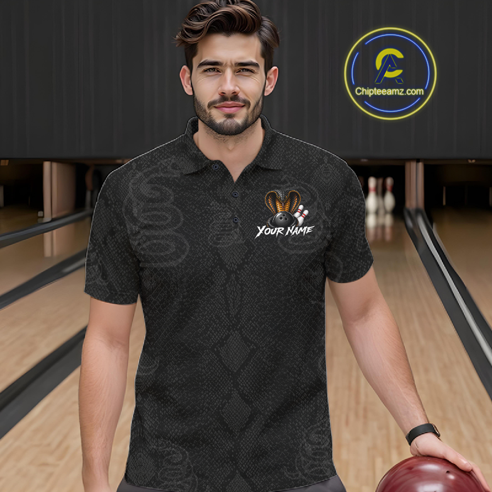 Custom Black Cobra Snake Bowling Jersey for Men Bowling Team Shirts Bowling League HNT309
