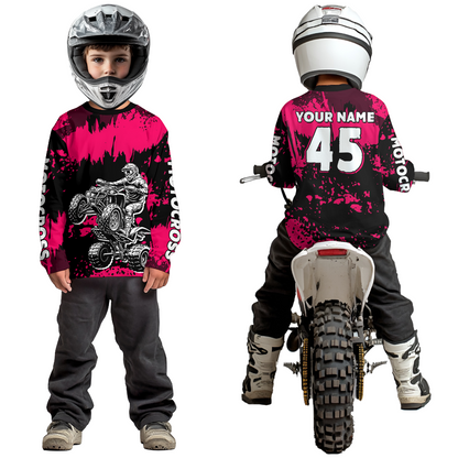 Pink ATV Motocross Jersey Kid Adult Custom Quad Bike Jersey Off-Road Shirt UPF30+ DNT59