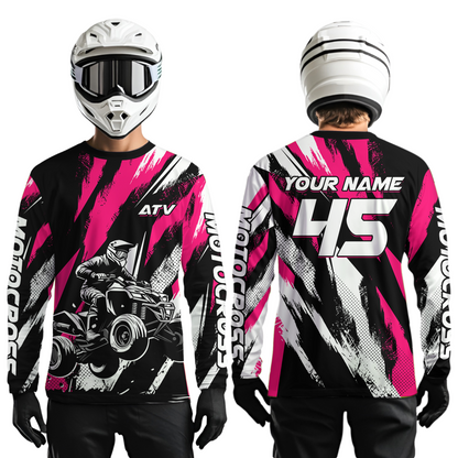 Pink ATV Motocross Shirts Kid Men Women Custom Quad Bike Off-Road Shirt UPF30+ DNT60