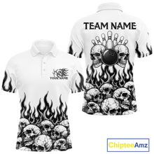 Load image into Gallery viewer, Custom Skull Flame Bowling Jersey for Men Bowling Team Shirts Bowling League Polo &amp; 1/4 Zip HNT305