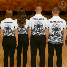 Load image into Gallery viewer, Custom Skull Flame Bowling Jersey for Men Bowling Team Shirts Bowling League Polo &amp; 1/4 Zip HNT305