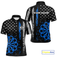 Load image into Gallery viewer, Custom Blue US Flag Darts Shirt for Men Darts Team Jerseys Dart Tournament Polo &amp; 1/4 Zip NNT116