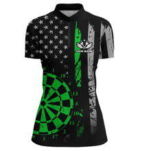 Load image into Gallery viewer, Custom Green US Flag Darts Shirt for Women Darts Team Jerseys Dart Tournament Polo &amp; 1/4 Zip NNT116