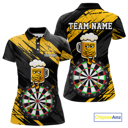 Custom Yellow Funny Beer Darts Board Dart Shirts For Women Darts Team Jerseys Dart Tournament NNT120