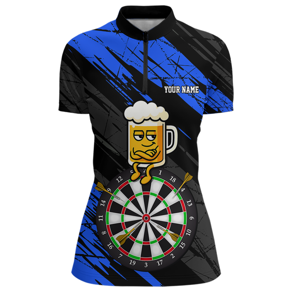 Custom Blue Funny Beer Darts Board Dart Shirts For Women Darts Team Jerseys Dart Tournament NNT120