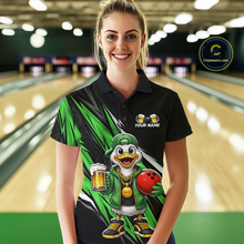 Load image into Gallery viewer, Custom Green Beer Duck Bowling Shirt for Women Duck Funny Beer Bowling Team Jersey HNT276