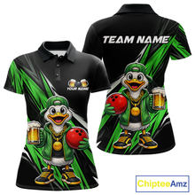 Load image into Gallery viewer, Custom Green Beer Duck Bowling Shirt for Women Duck Funny Beer Bowling Team Jersey HNT276