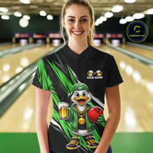 Load image into Gallery viewer, Custom Green Beer Duck Bowling Shirt for Women Duck Funny Beer Bowling Team Jersey HNT276