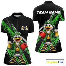 Load image into Gallery viewer, Custom Green Beer Duck Bowling Shirt for Women Duck Funny Beer Bowling Team Jersey HNT276