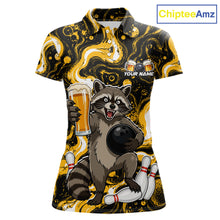 Load image into Gallery viewer, Custom Beer Raccoon Bowling Shirt for Women Bowling Polo &amp; 1/4 Zip Bowling Team Shirts HNT311