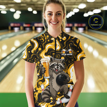 Load image into Gallery viewer, Custom Beer Raccoon Bowling Shirt for Women Bowling Polo &amp; 1/4 Zip Bowling Team Shirts HNT311