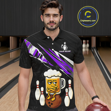 Load image into Gallery viewer, Custom Purple Funny Beer Bowling Jersey for Men Bowling Team Shirts Polo &amp; 1/4 Zip HNT170