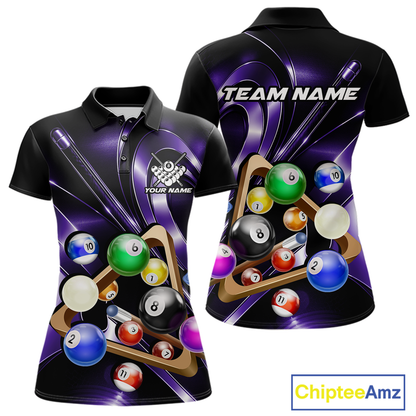 Custom Ball Pool Shirts Purple Billiard Shirt for Women Billiard Team Jersey Billiard League NNT180