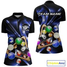 Load image into Gallery viewer, Custom Ball Pool Shirts Blue Billiard Shirt for Women Billiard Team Jersey Billiard League NNT180